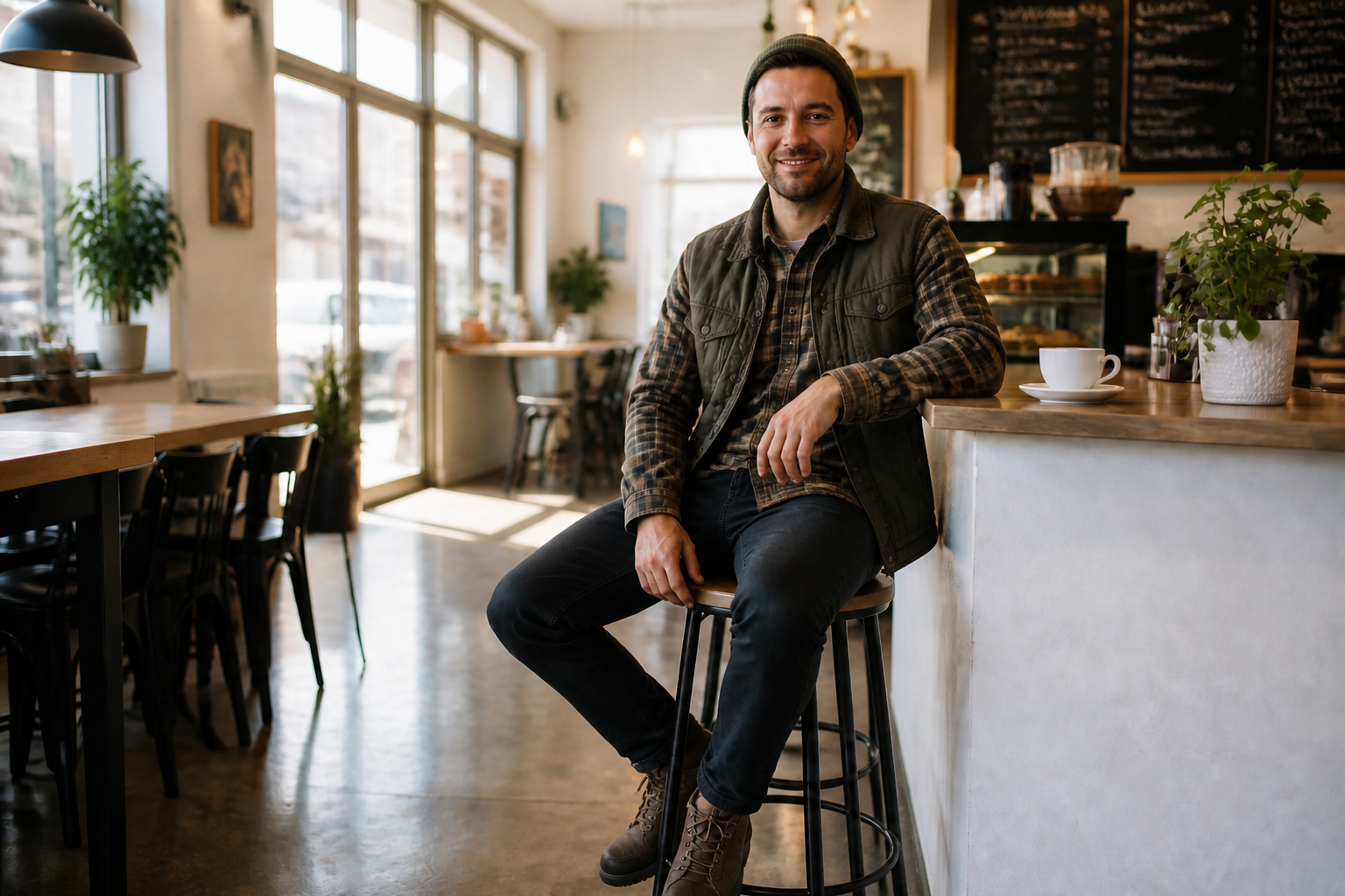 Rugged layered outfit (after)