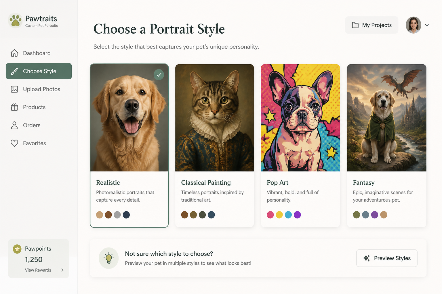 Pick a portrait style