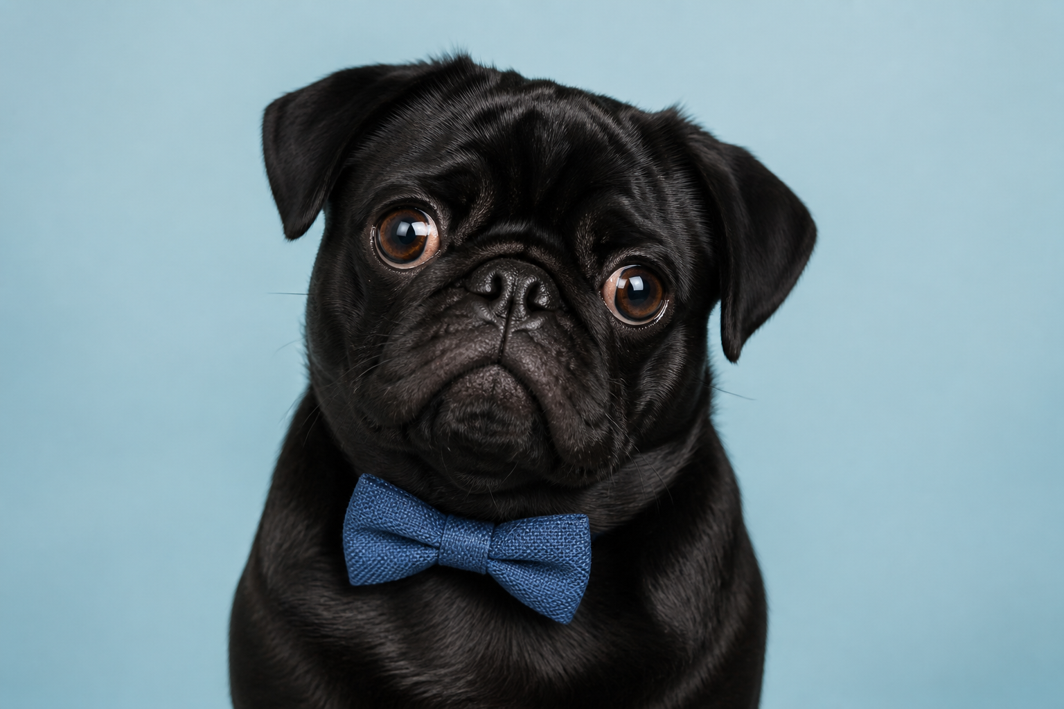 Studio pug with bow tie