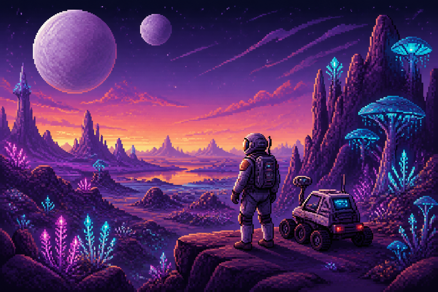 Space explorer on alien world