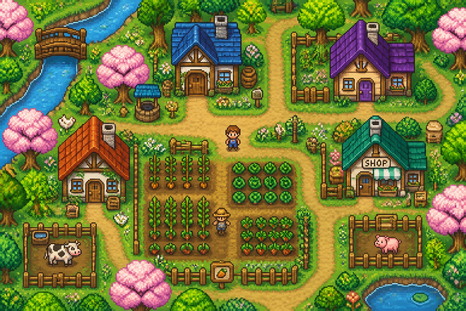Spring farming village