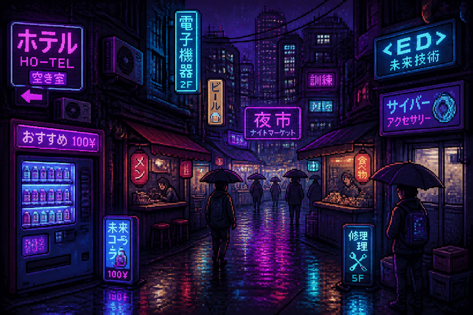 Cyberpunk market alley