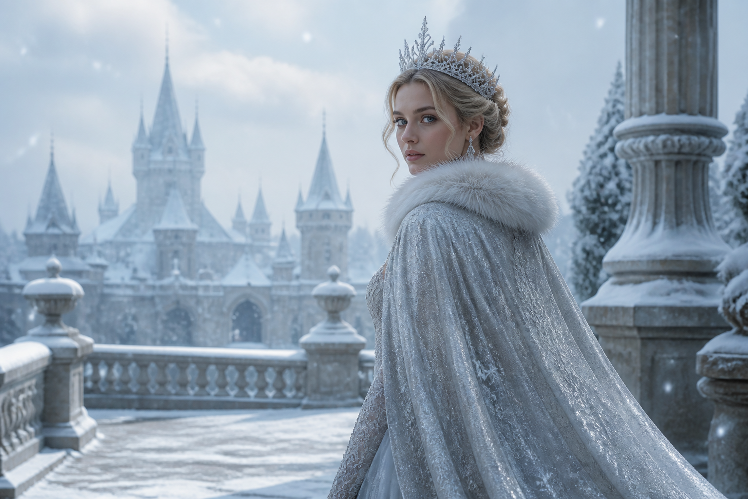 Winter princess in snow