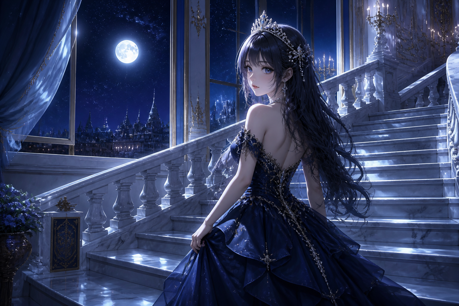 Moonlit royal staircase