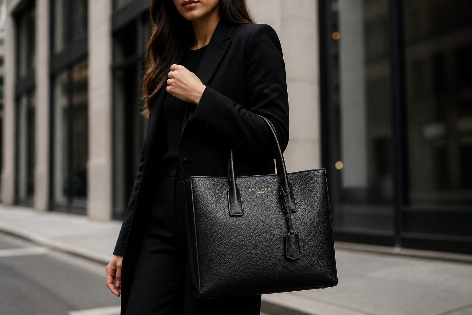 City tote bag on model (after)