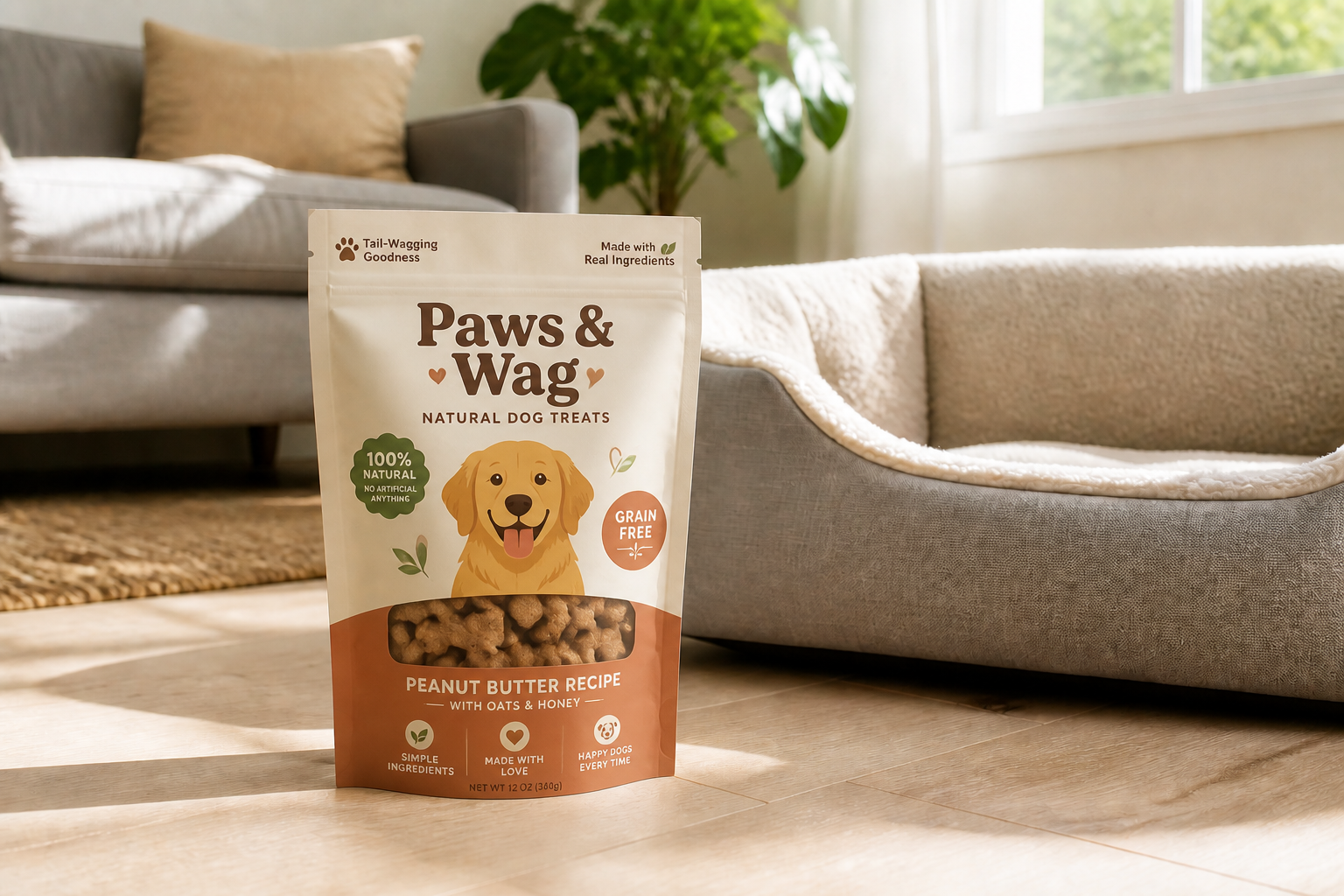 Premium pet treat pouch (after)