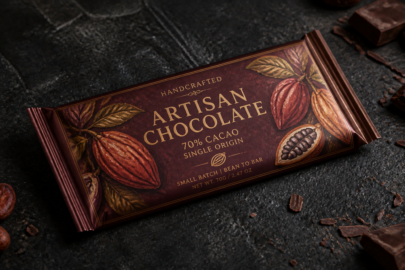 Oil-painted chocolate wrap (after)