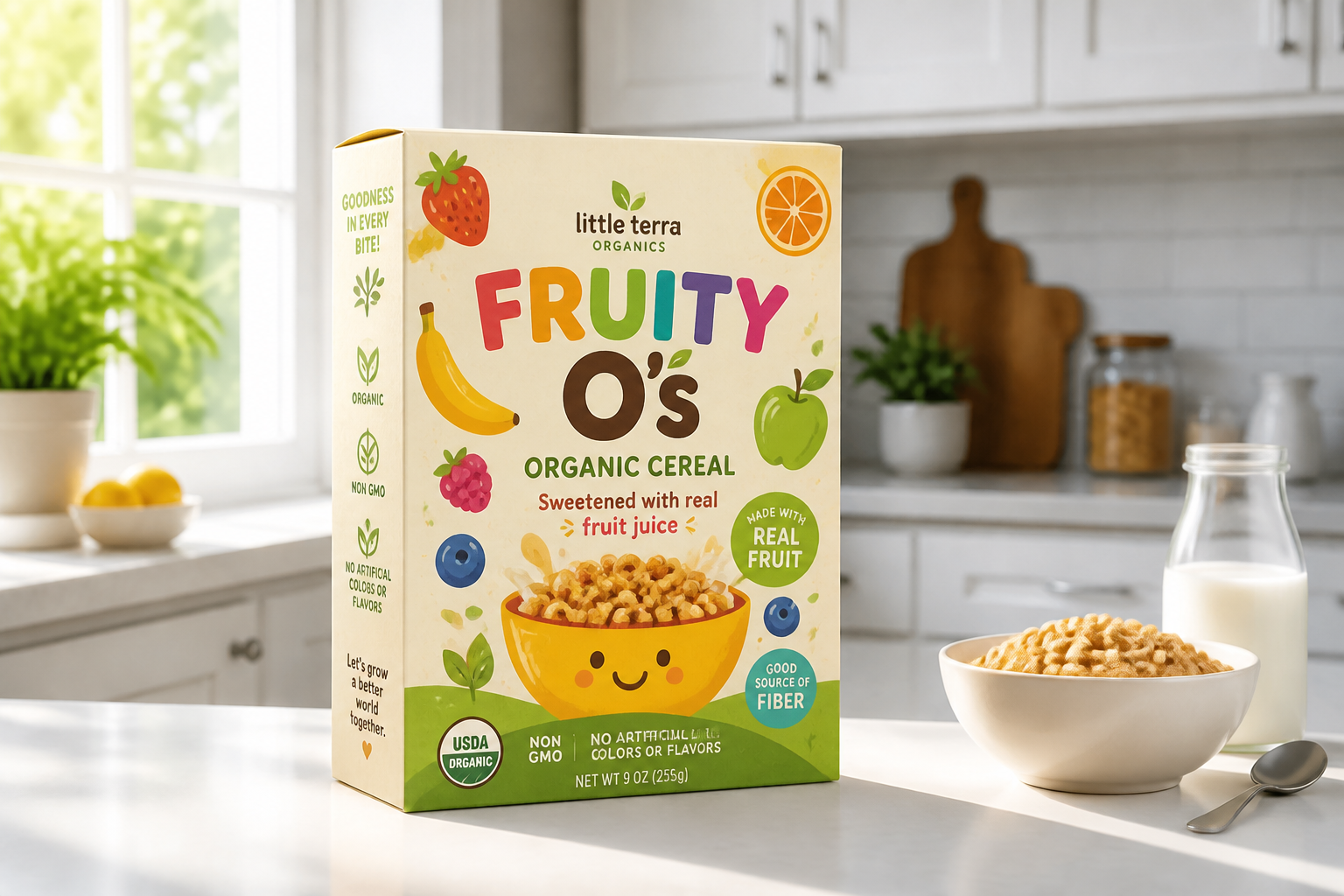Organic cereal box (after)