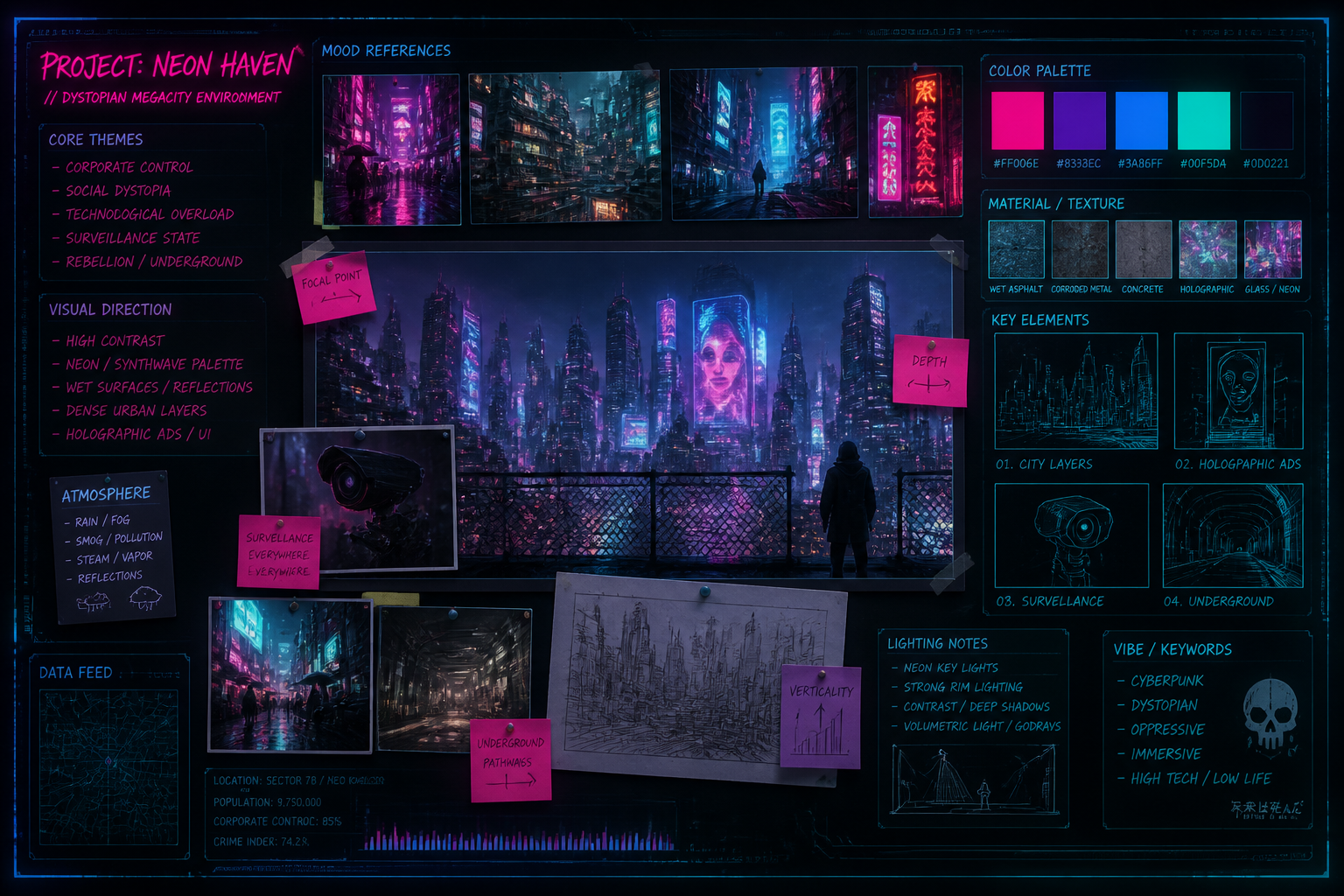Cyberpunk prompt moodboard