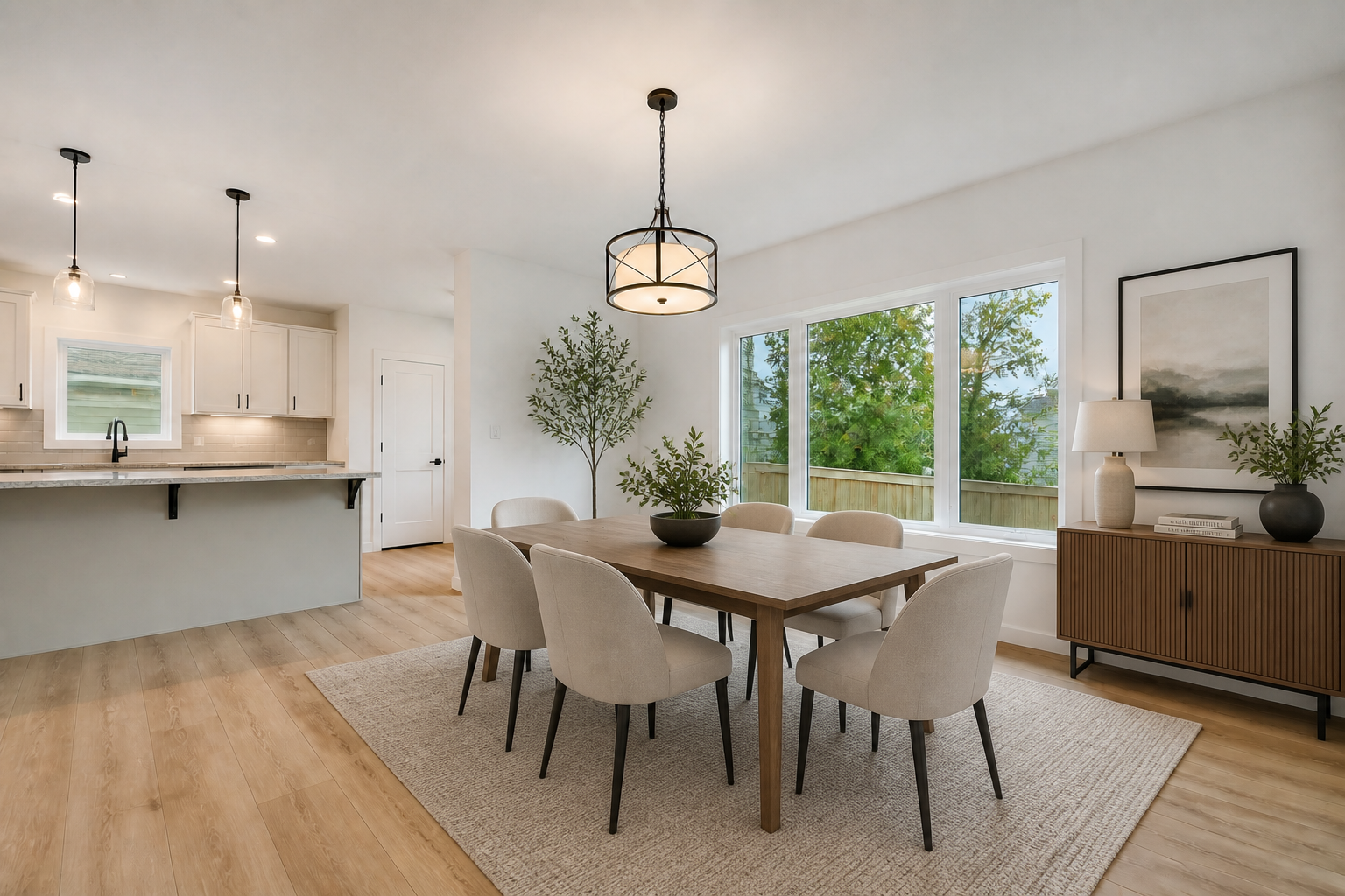 Contemporary staged dining room (after)