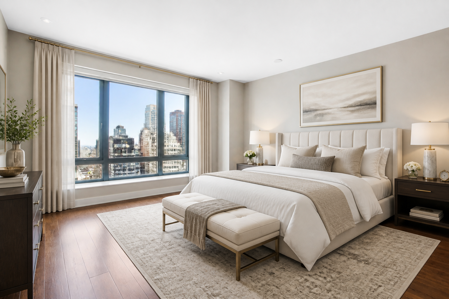 Luxury staged master bedroom (after)