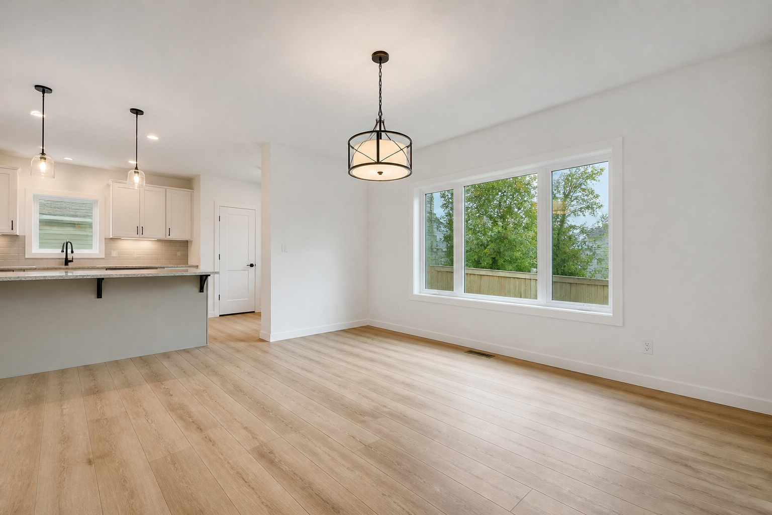 Contemporary staged dining room (before)