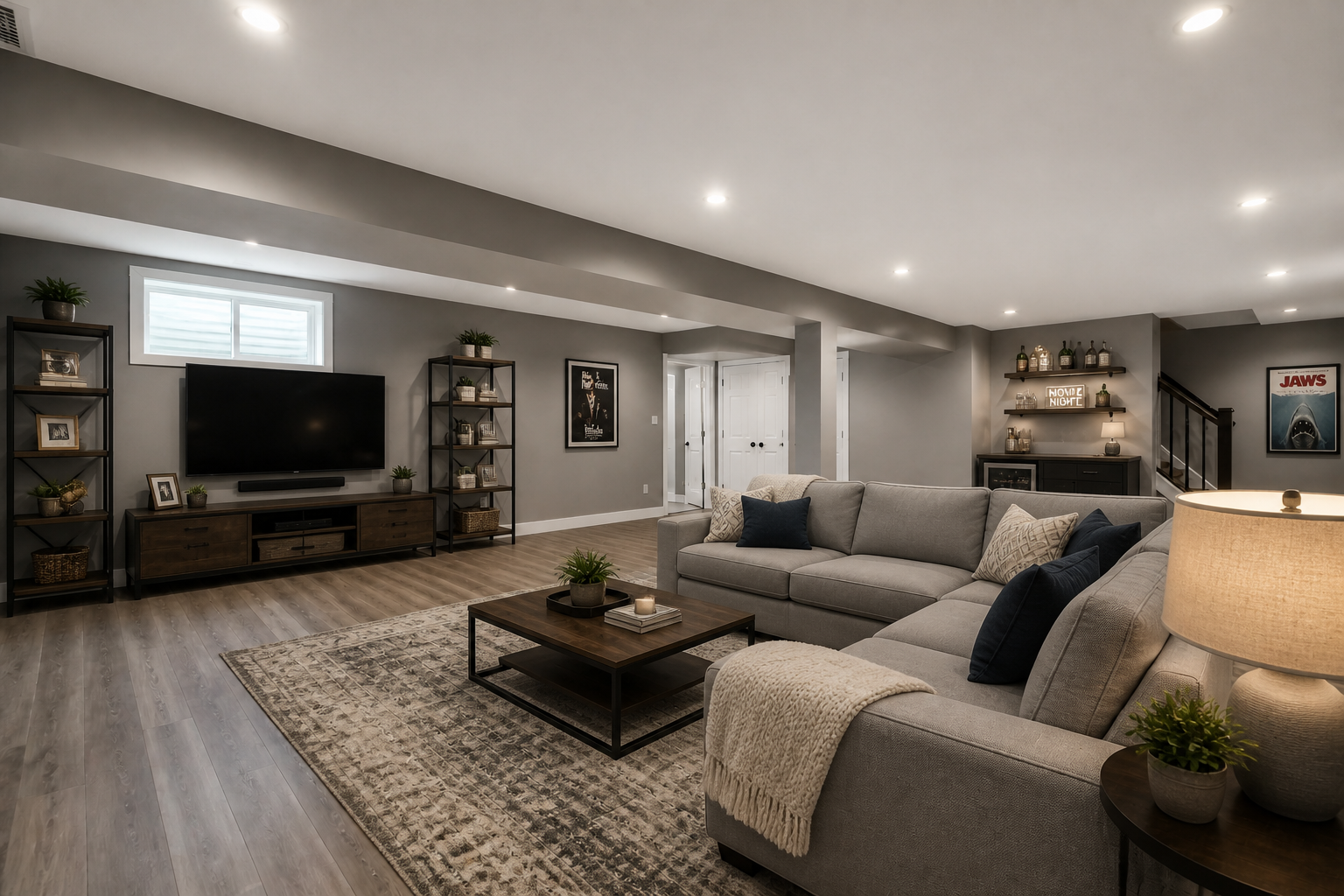 Staged media lounge (after)