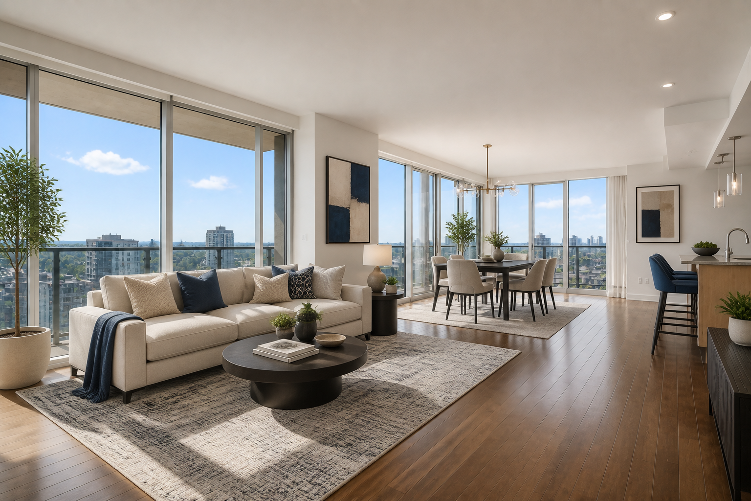 Open-plan condo staging (after)