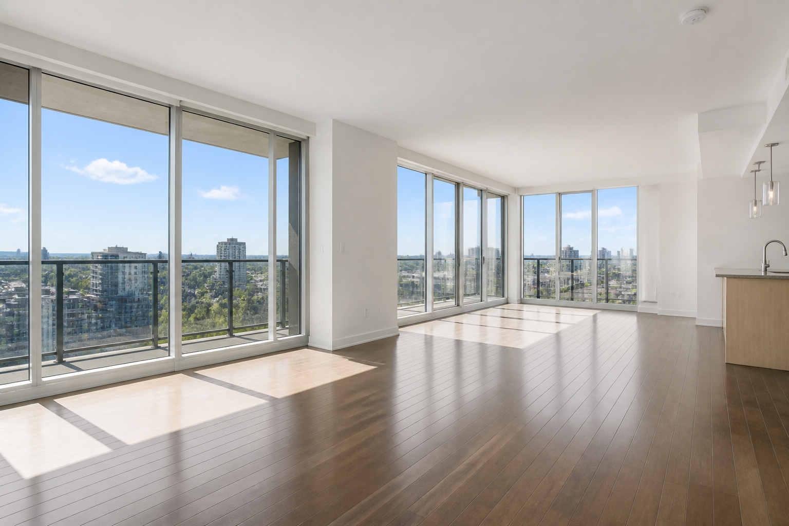 Open-plan condo staging (before)