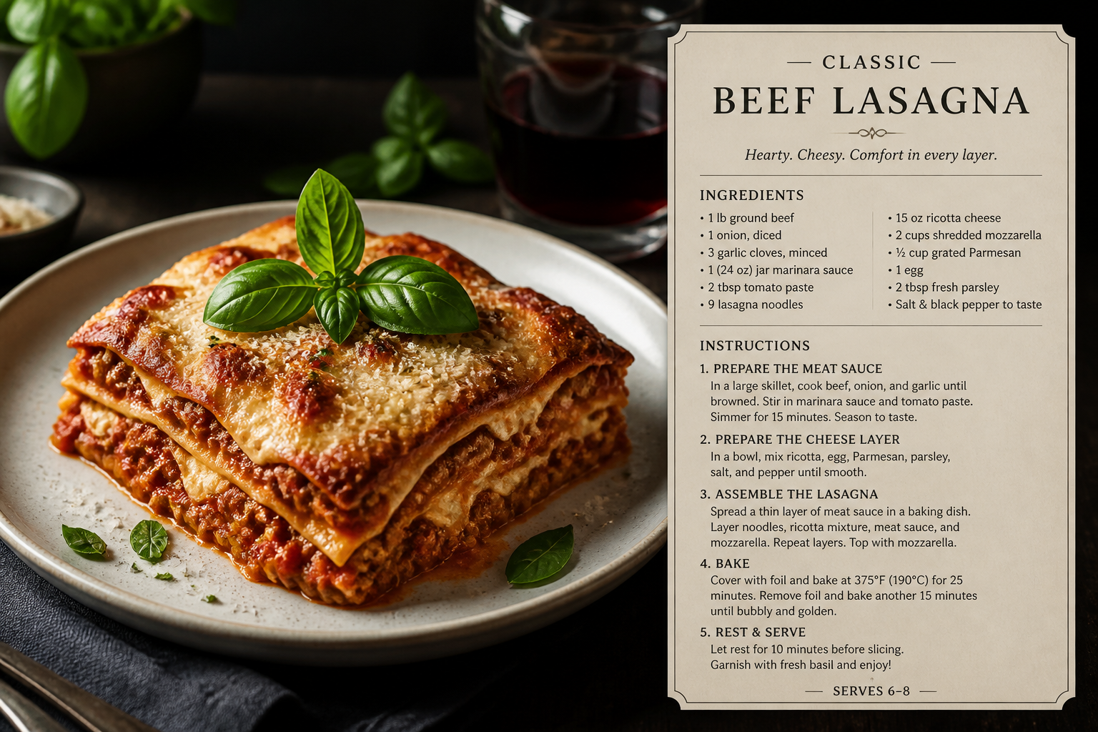 Baked lasagna recipe image