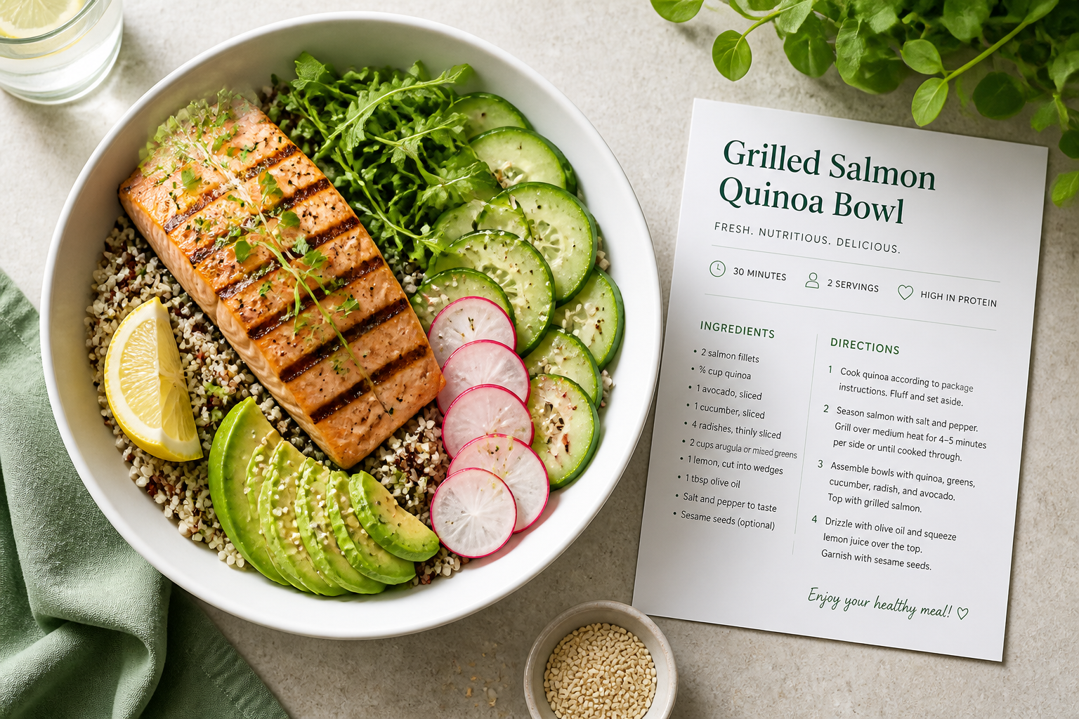 Salmon quinoa bowl recipe