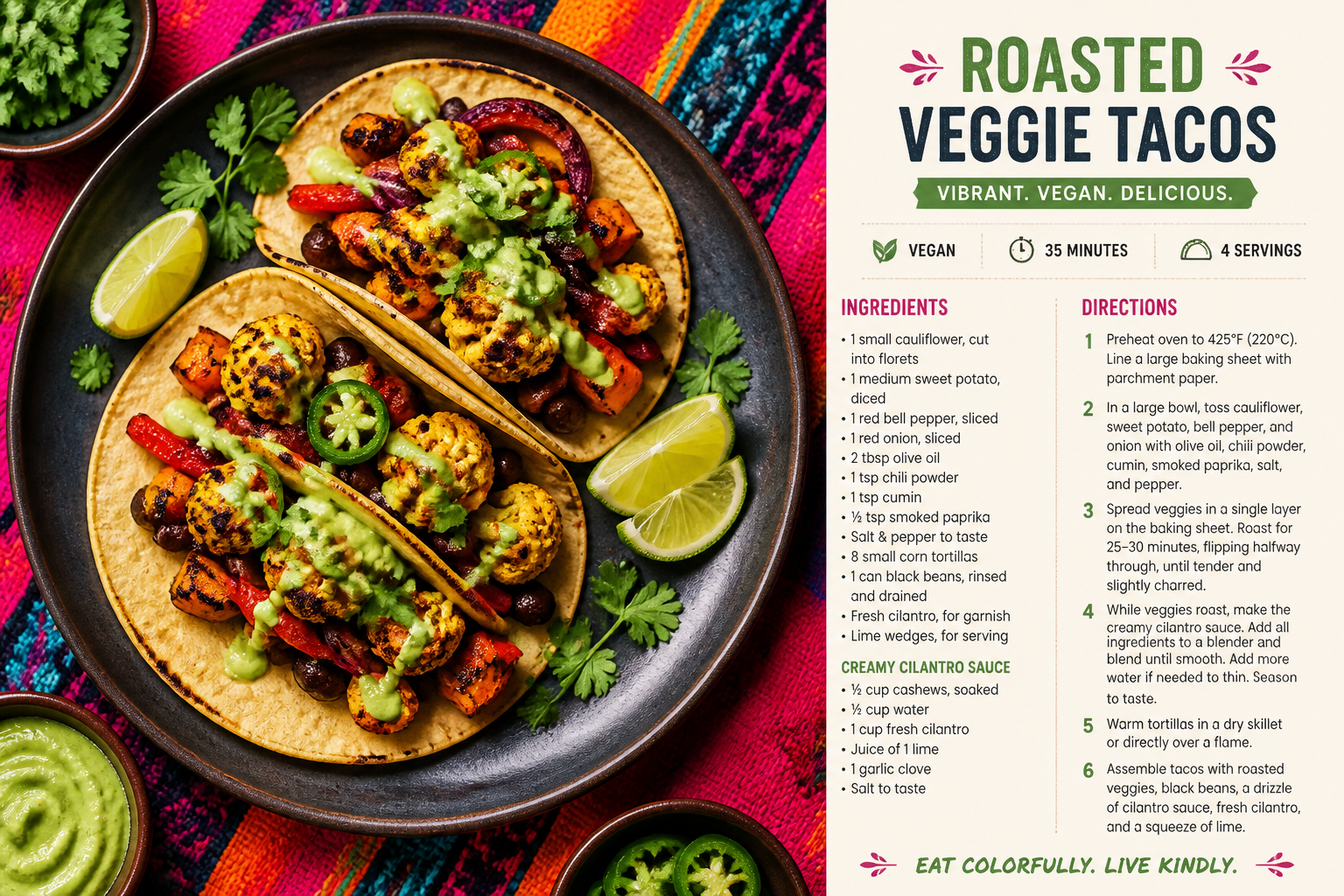 Roasted veggie tacos recipe