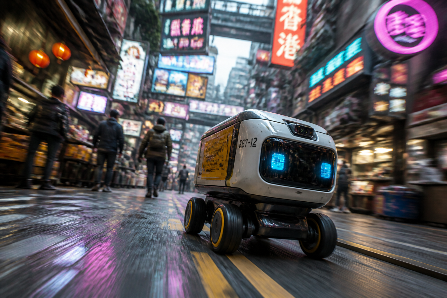 Courier robot in market
