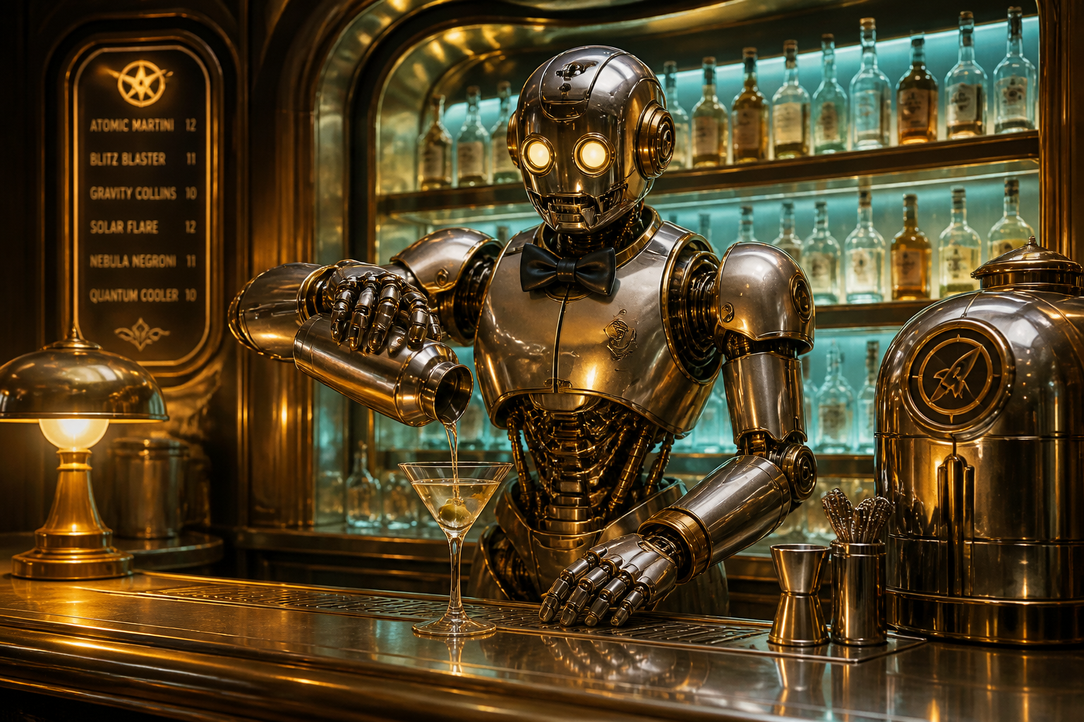 Retro robot bartender
