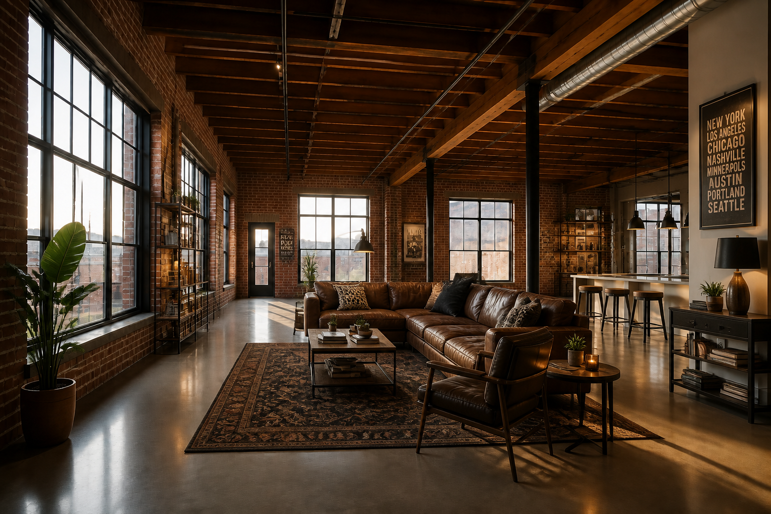 Industrial loft lounge (after)