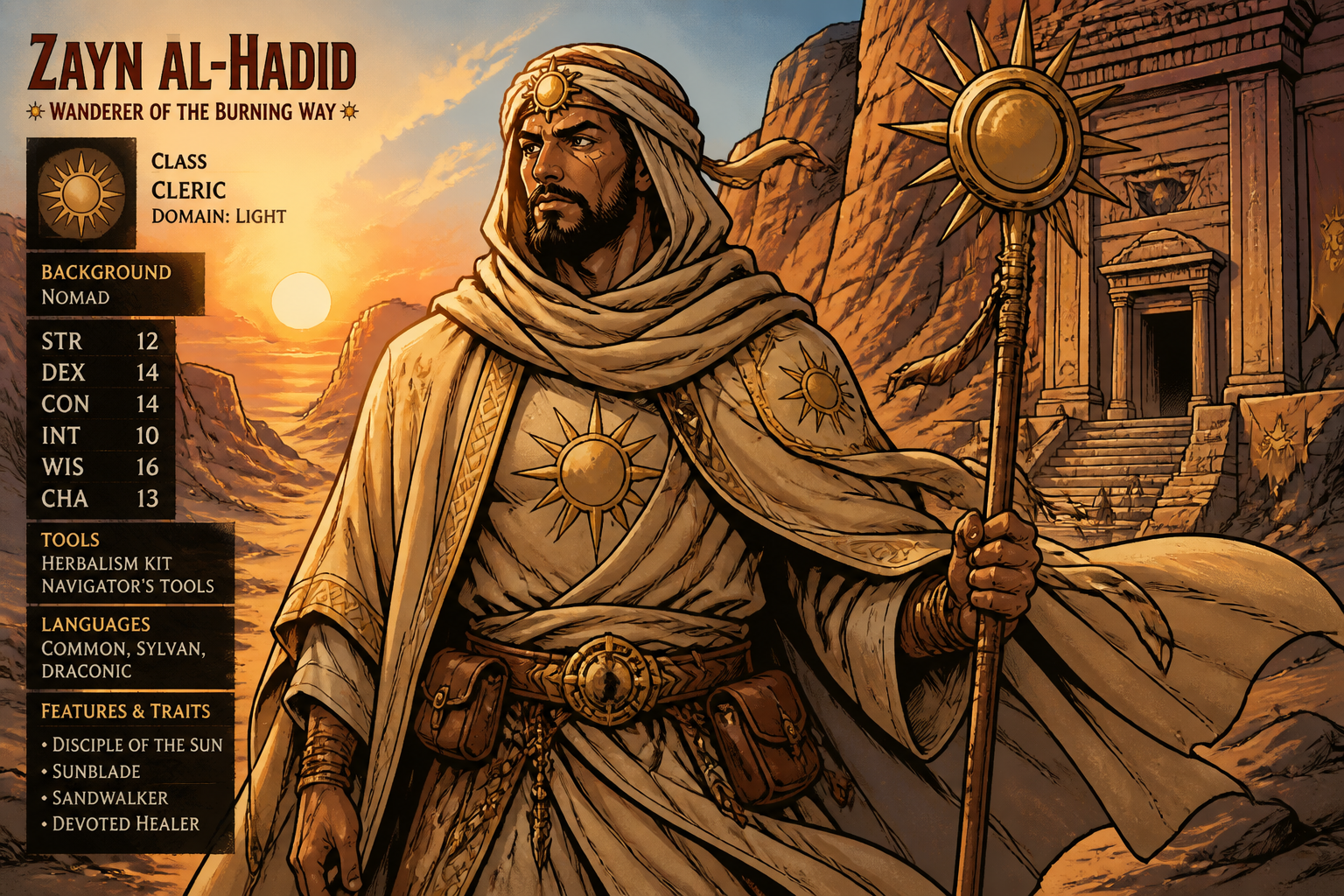 Desert cleric at sunset
