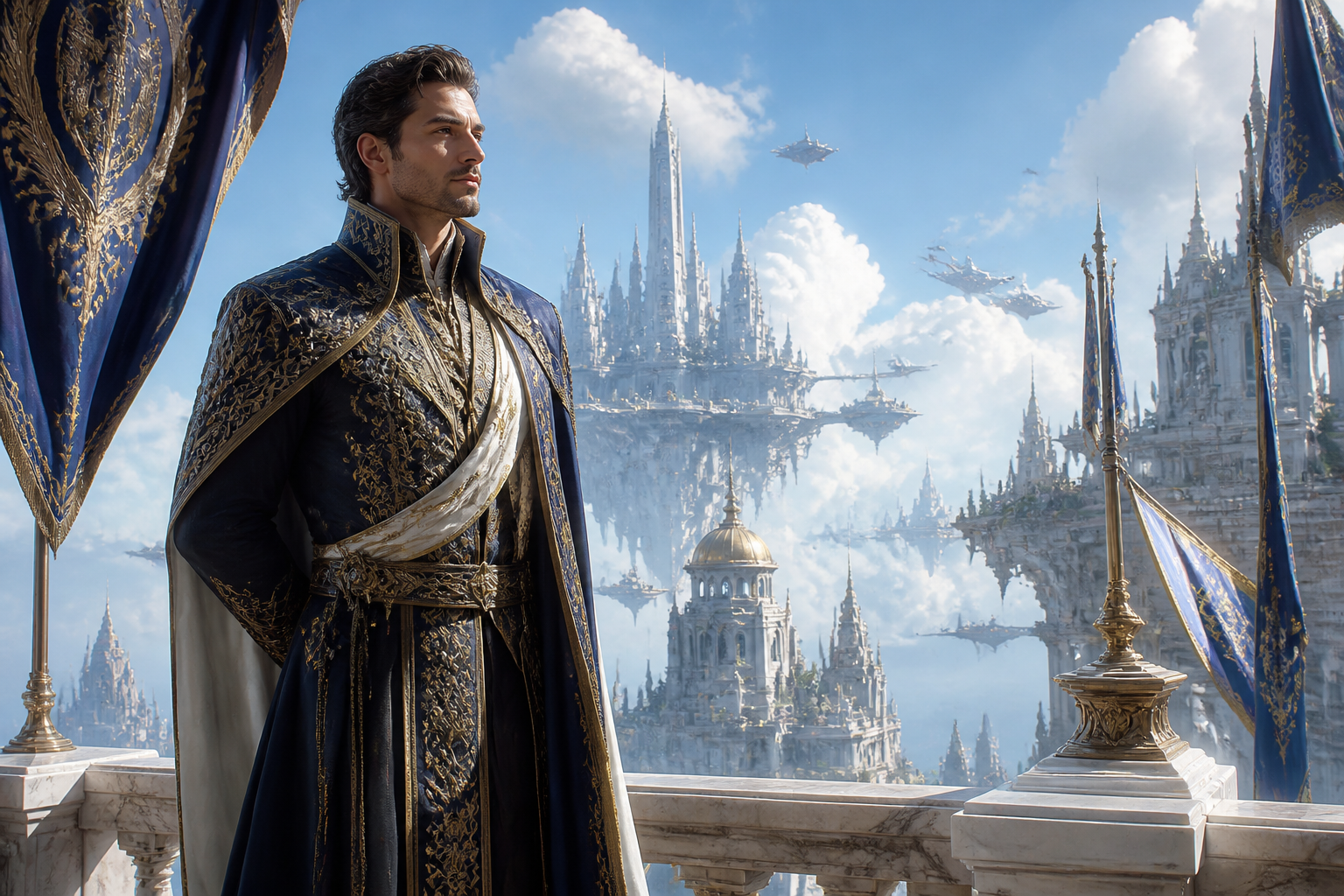 Royal diplomat above a floating city
