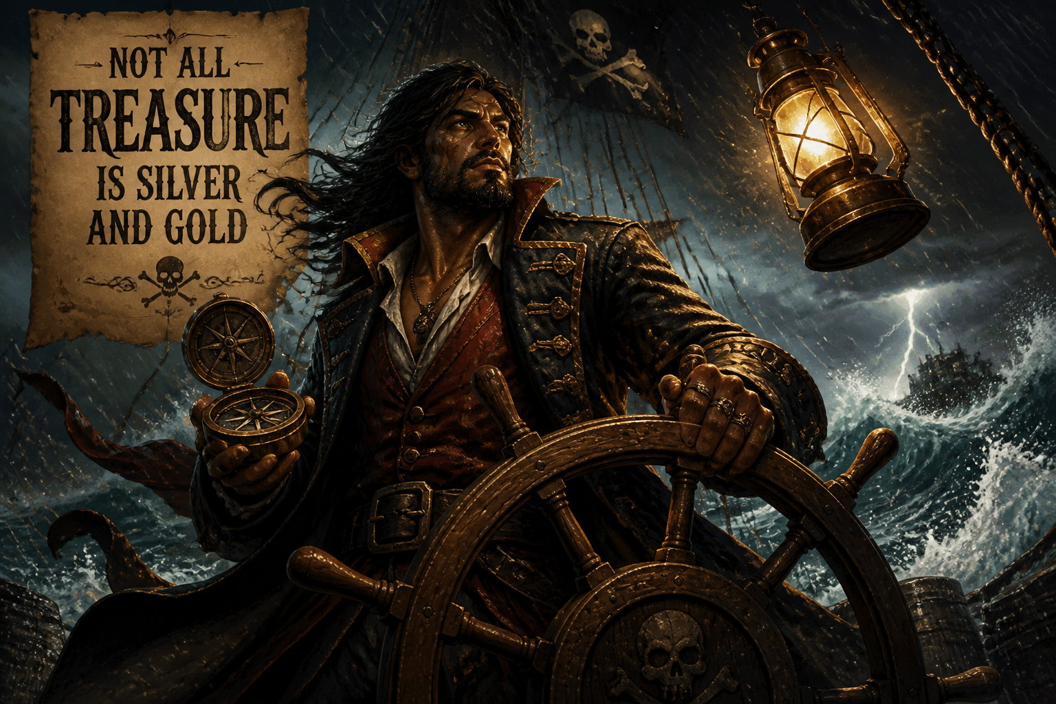 Pirate captain in a storm