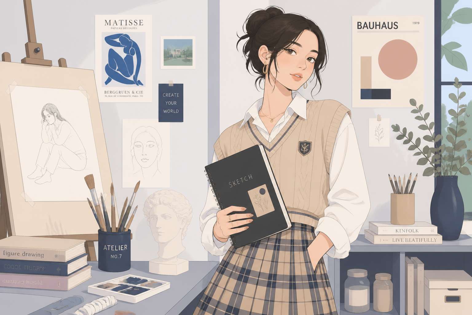 Flat illustration art-room look