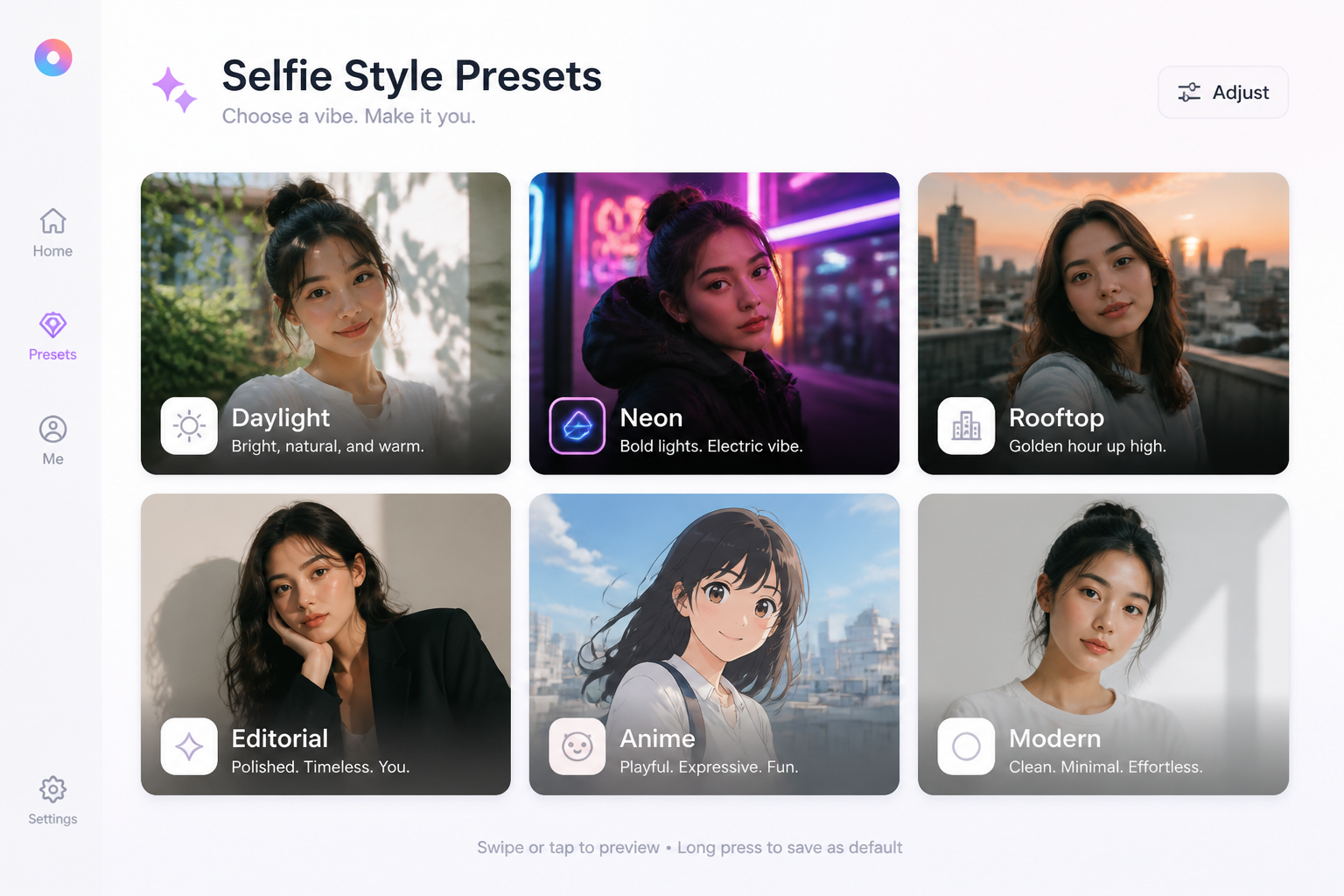 Pick a selfie style