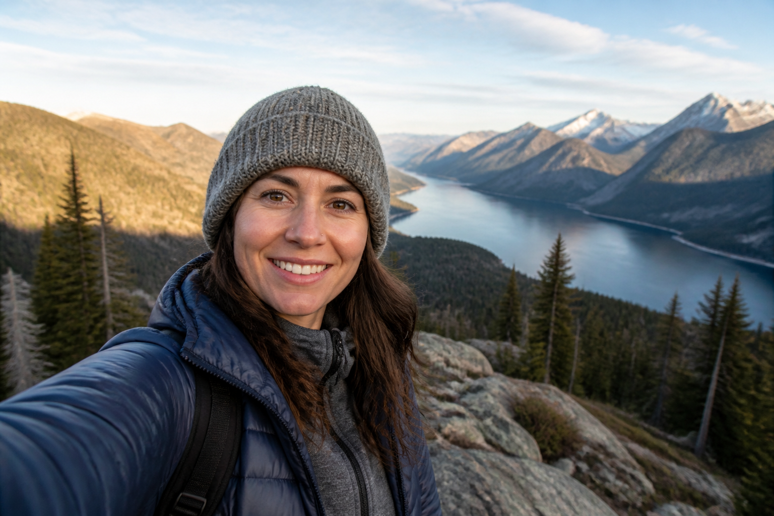 Mountain travel selfie