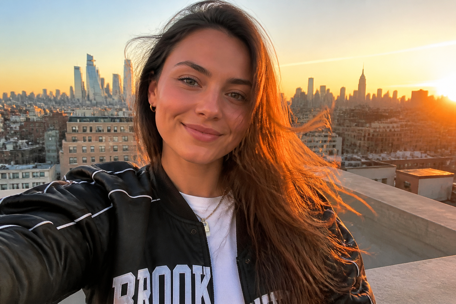Golden hour rooftop selfie