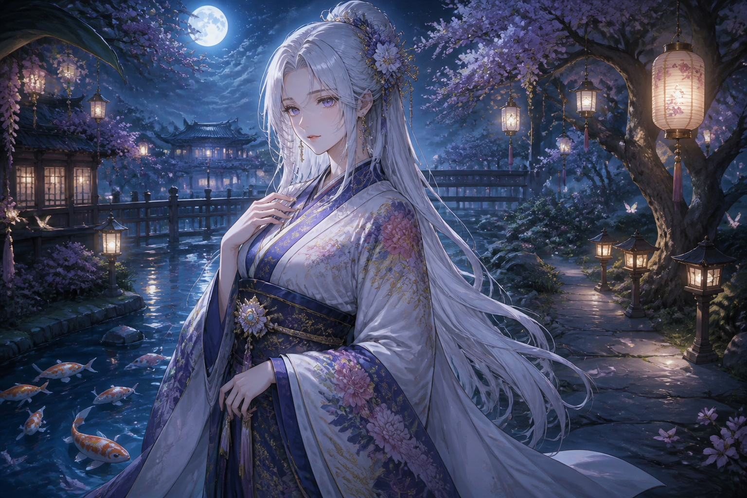 Moonlit garden beauty