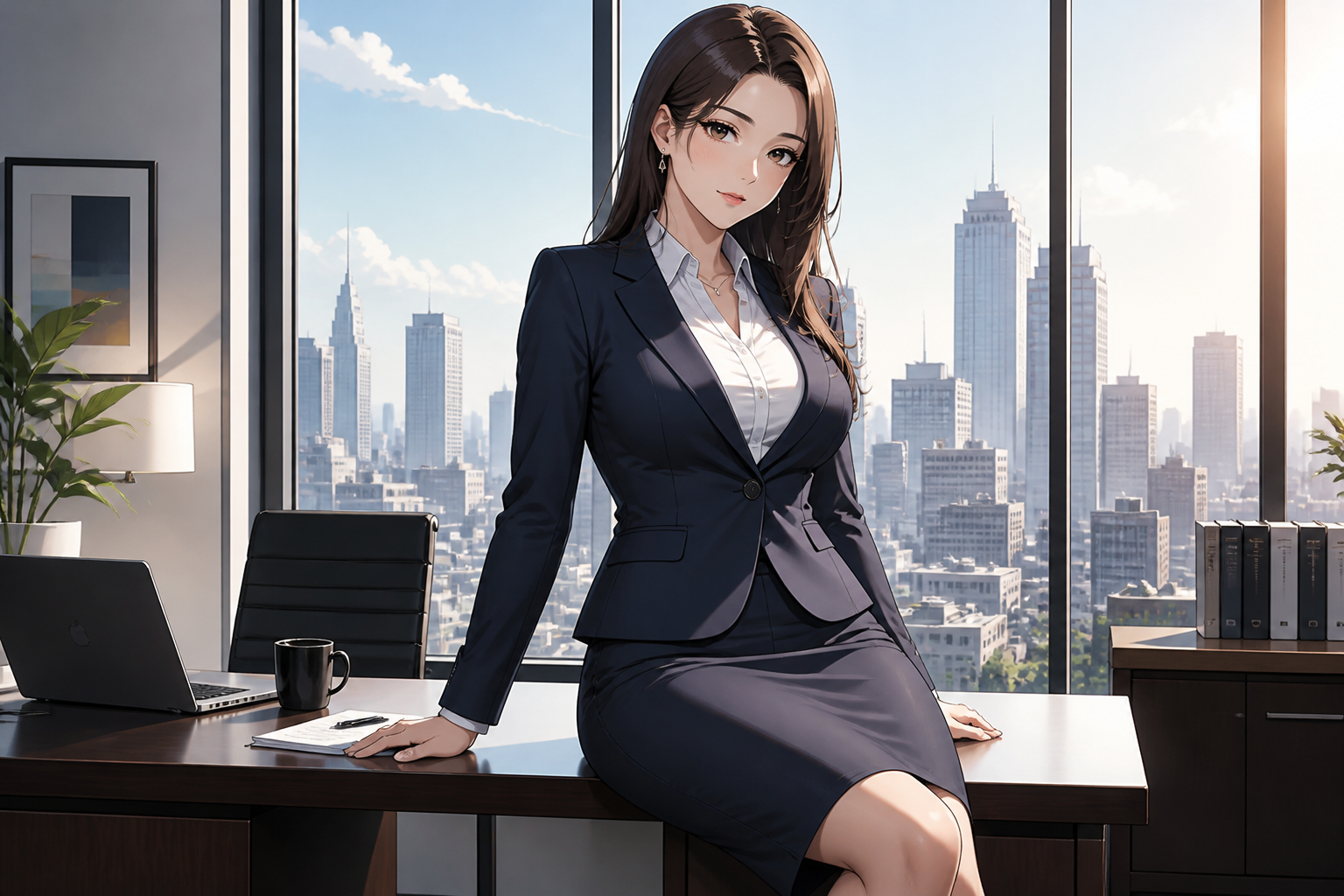 Modern office anime glam