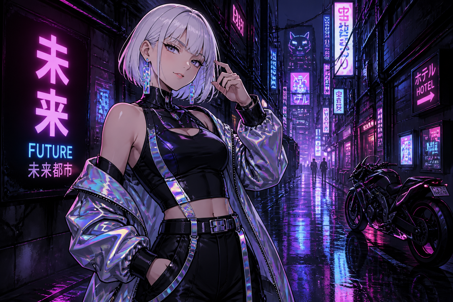 Cyberpunk streetwear heroine