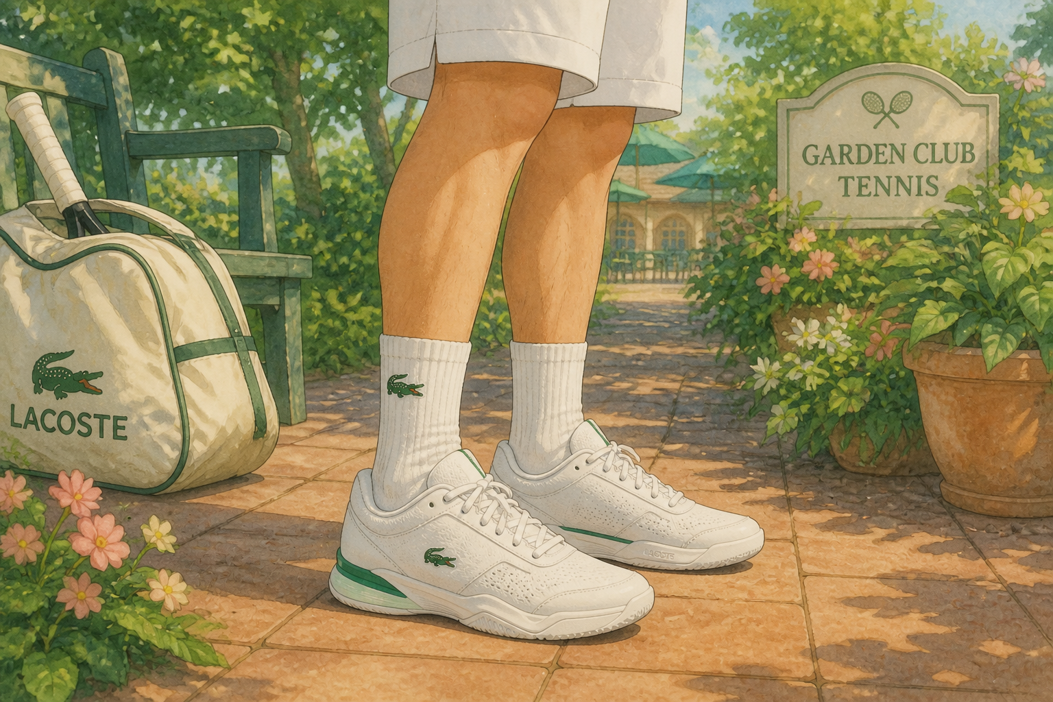 Ghibli watercolor tennis (after)