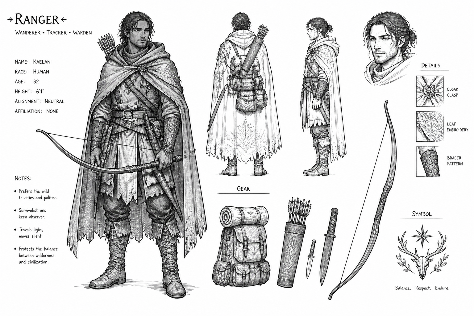 Fantasy ranger character sketch