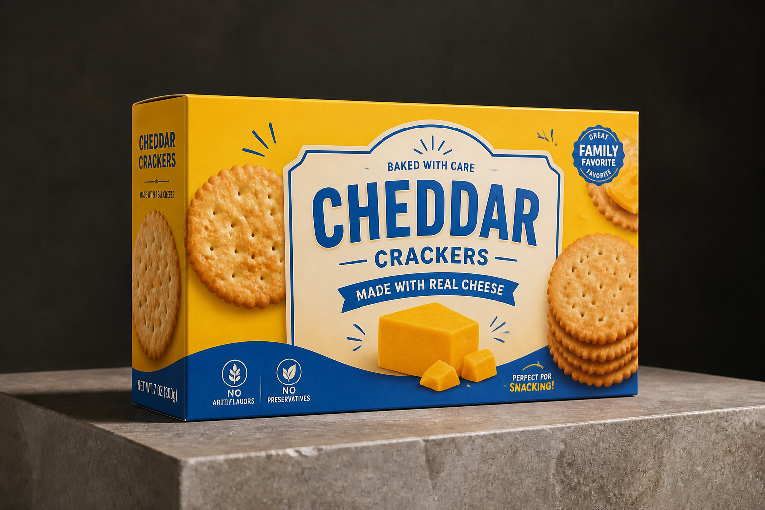 Cheddar cracker box (after)