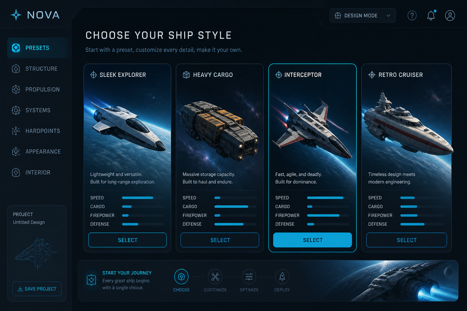 Pick a ship style