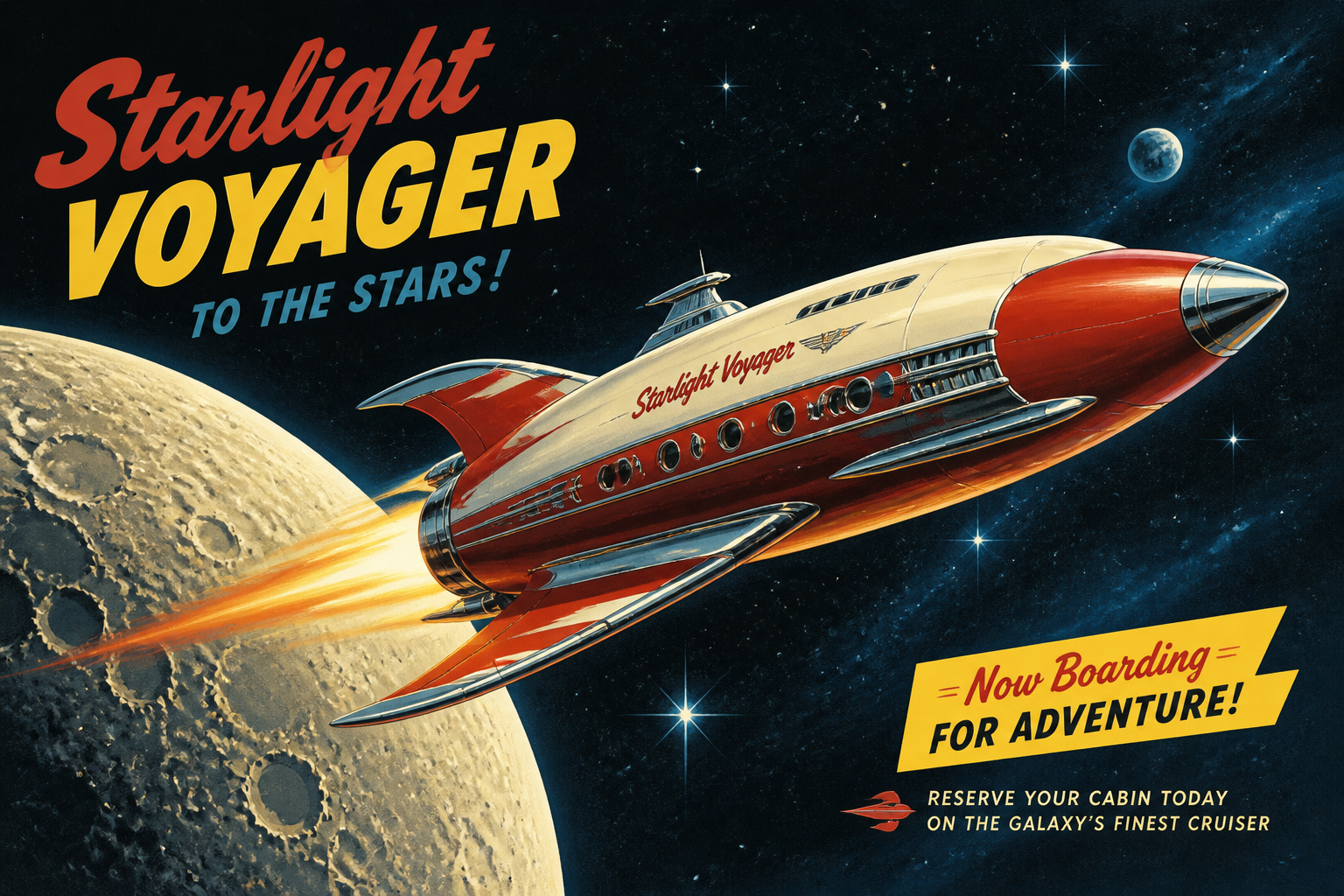 Retro pulp space cruiser