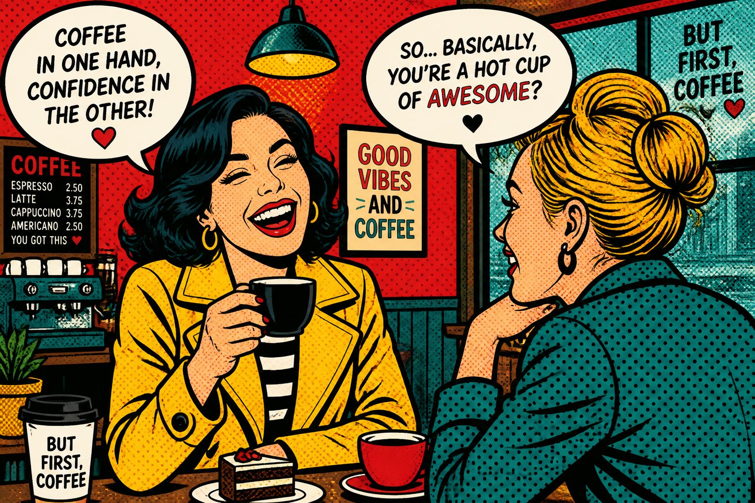 Pop art cafe dialogue