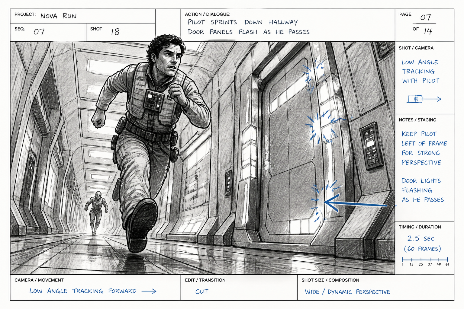Sci-fi hallway chase