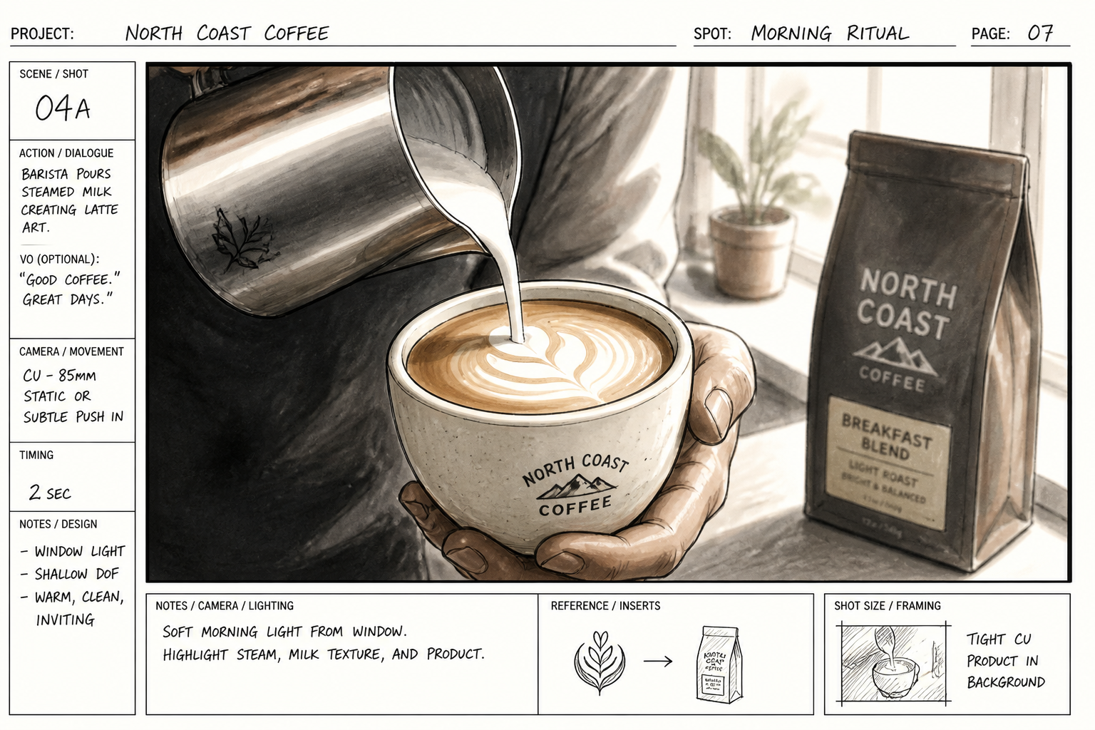 Coffee commercial close-up