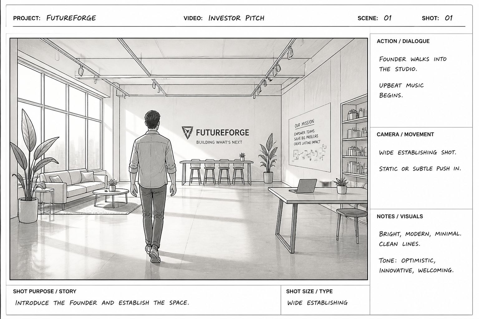 Startup video opening shot
