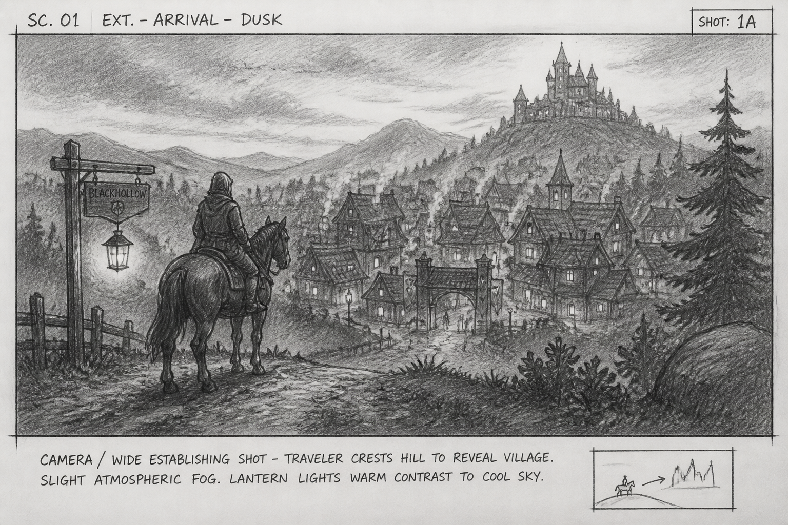 Fantasy village establishing shot
