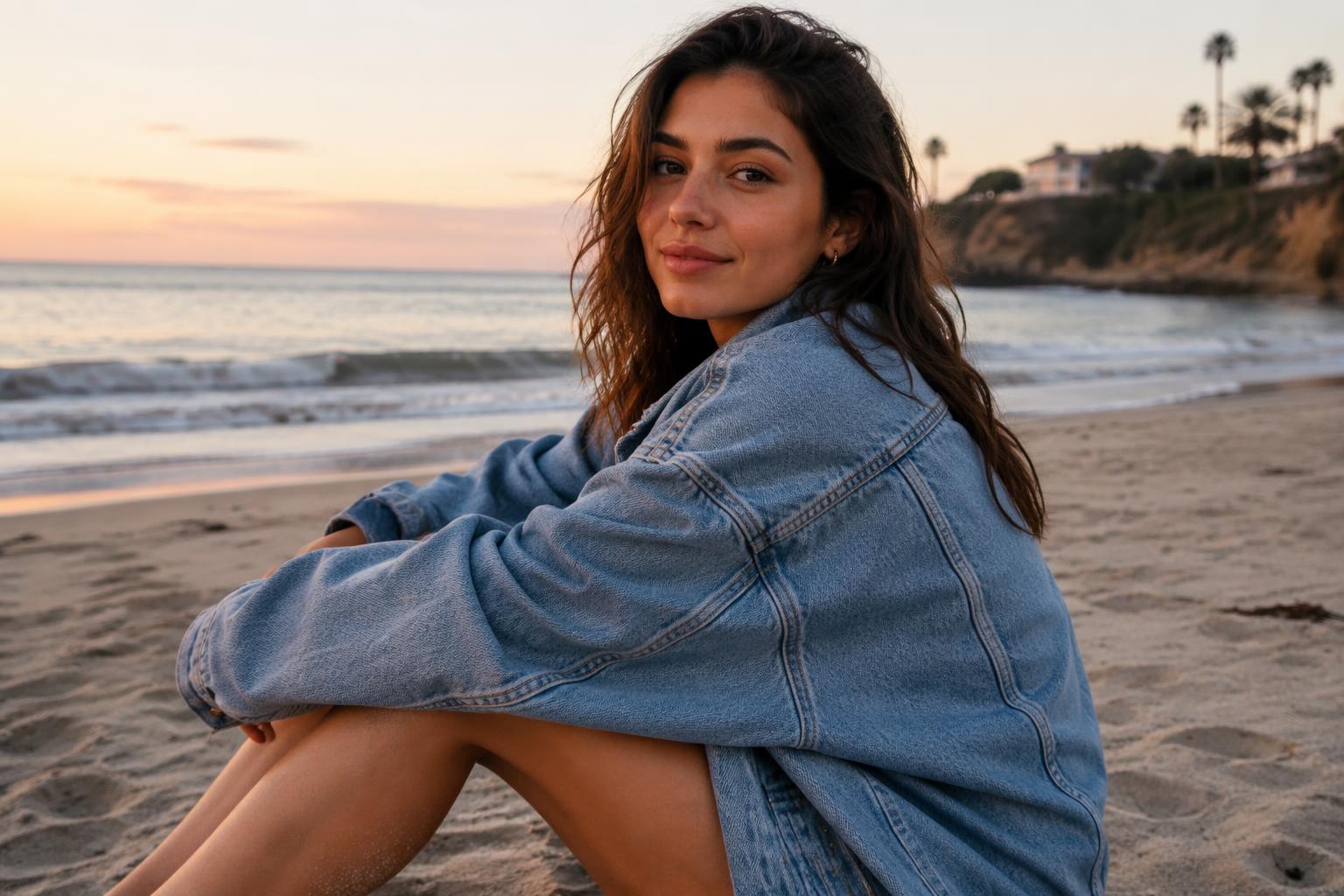 Beach jacket to high neck swimsuit (before)