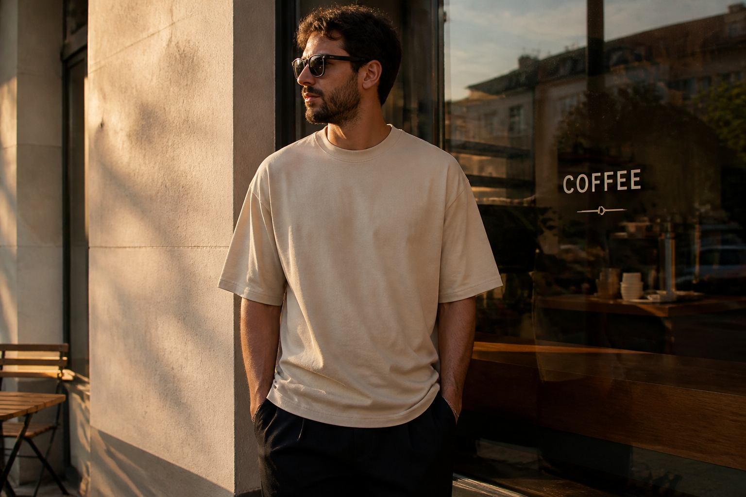 Streetwear cafe mockup (before)