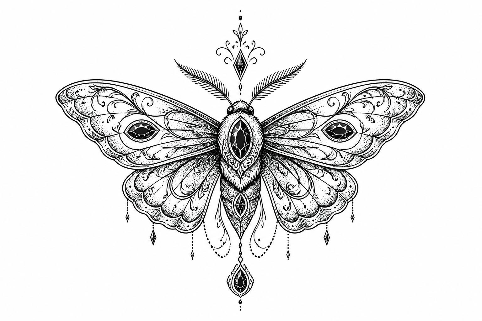 Ornamental moth piece