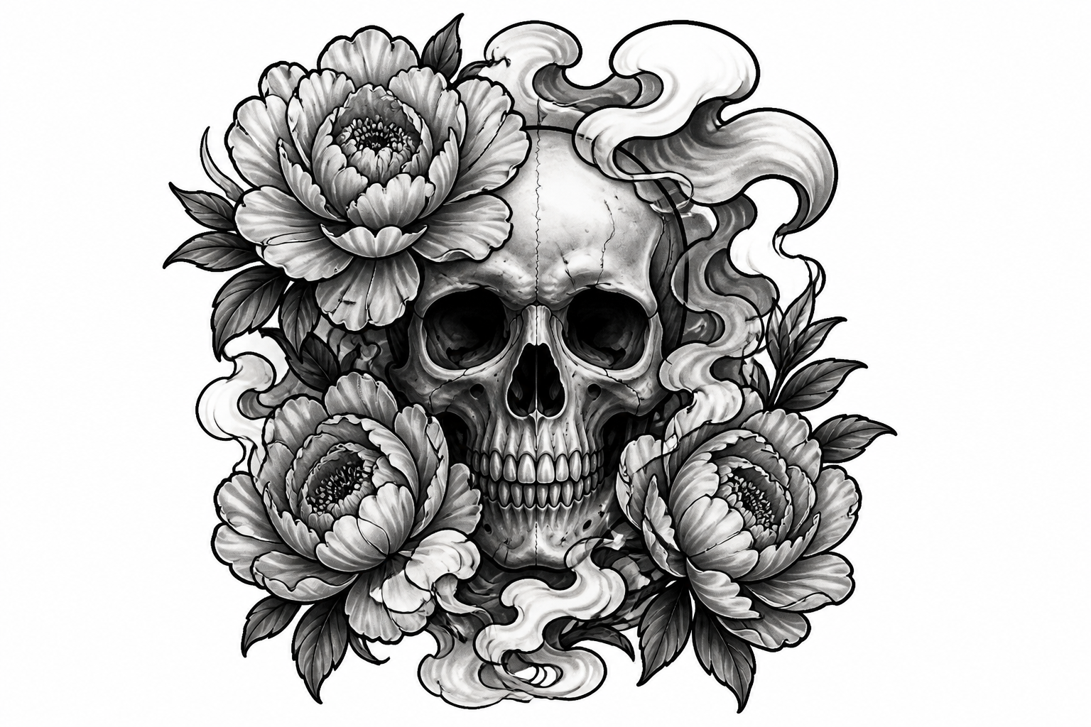 Skull and peonies