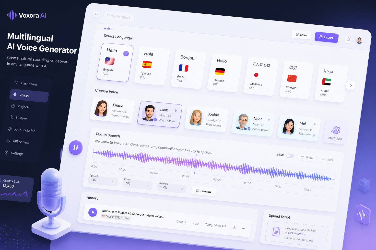 Multilingual voice panel